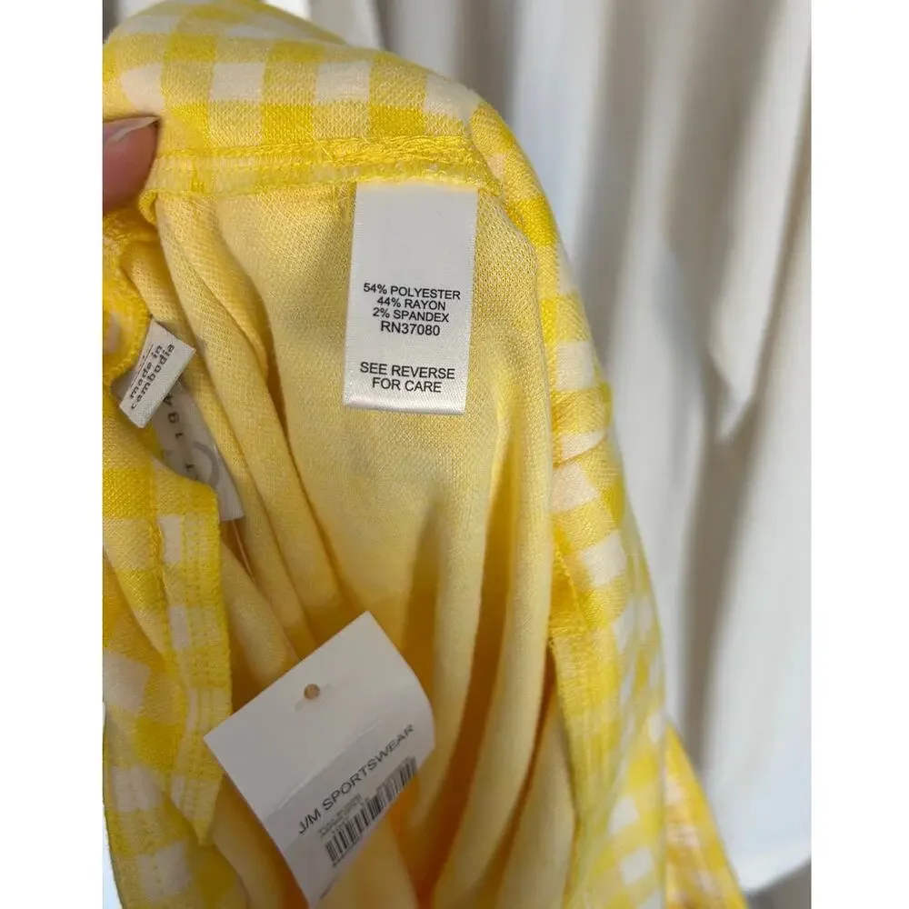 Cato Women's Size M Yellow Gingham Tie Belt Knee Length Pencil Skirt #0017 - Picture 4 of 5